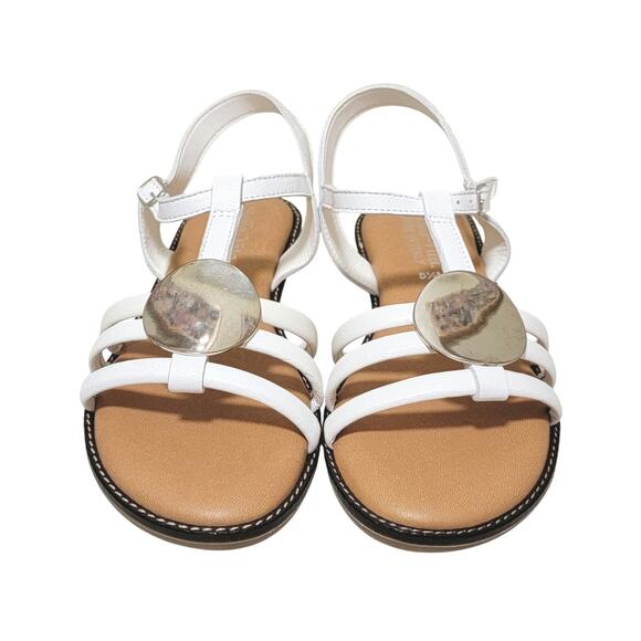 Bella Vita Vue-Italy Flat Slingback Sandals Size US 5.5M White Italian Leather - Picture 3 of 6